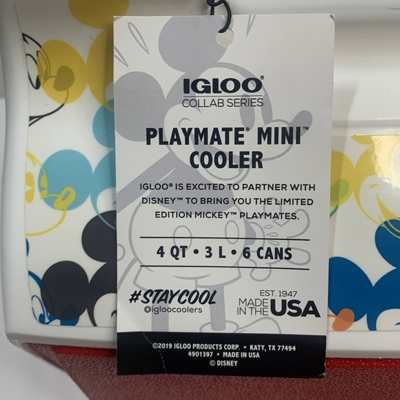 Disney Mickey 90 Year Anniversary 4 Qt Cooler Igloo Playmate Limited Edition New - Picture 7 of 7